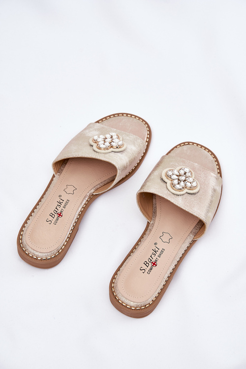 Жіночі Плоскі Сандалі З Декоративним Елементом S.Barski KV51-087 Золоті