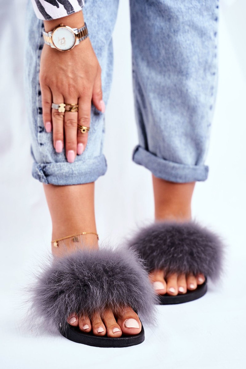 Жіночі шорти з натуральним хутром сірі бушідо