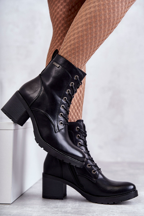 Чоботи жіночі на високих підборах Чорний Dunaff