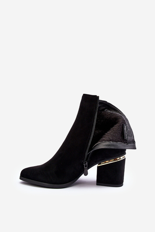 Шкіряні ботильйони з прикрасами Black Jadirel