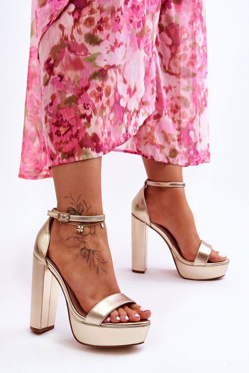 Шкіряні босоніжки на високій штанзі та платформі Golden Sky Dream