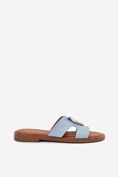 Жіночі Сандалі На Плоскому Каблуці З Декором Vinceza 17381 Сині