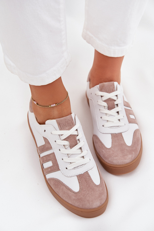 Жіночі Шкіряні Кросівки Vinceza 79557 Біло-Бежеві