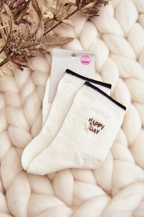 Жіночі шкарпетки з малюнком і ведмедиком чорні