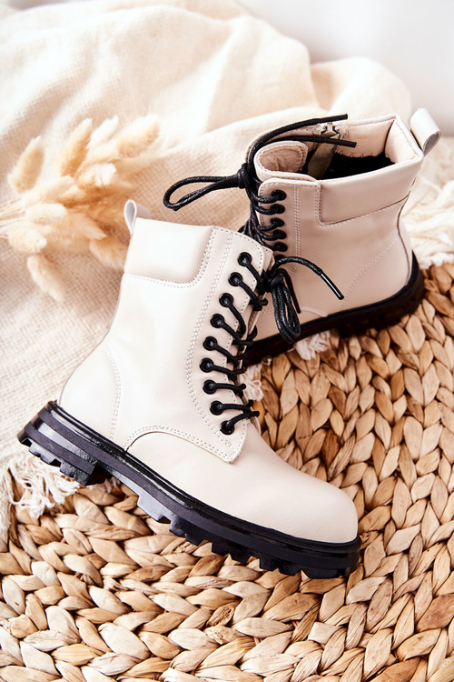 Класичні дитячі чоботи на блискавці бежеві Кларіка