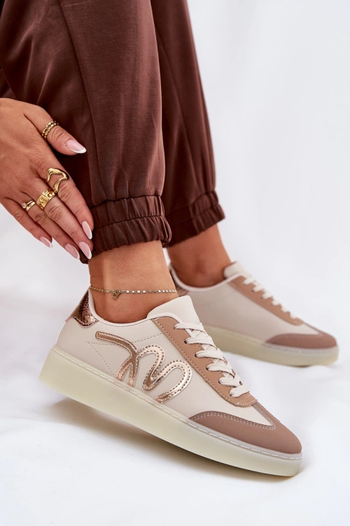 Низьке Жіноче Спортивне Взуття З Еко Шкіри Бежеві Iladira