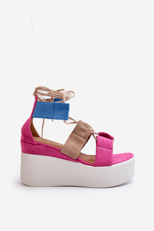 Жіночі босоніжки на шнурівці кольору фуксії Helavi