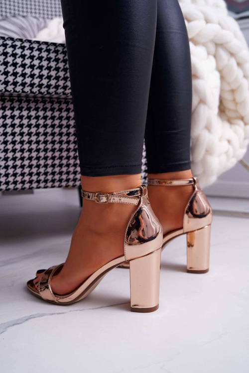 Жіночі босоніжки на шпильці, рожеве золото Huran