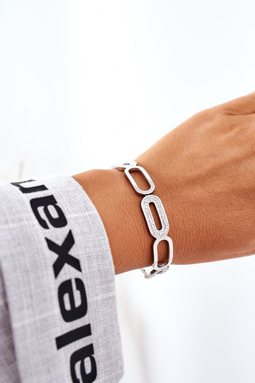 Сталевий браслет зі сріблом з кубічного цирконію