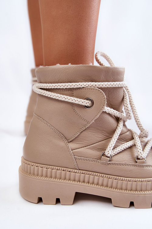Жіночі модні зимові черевики бежеві Kallen