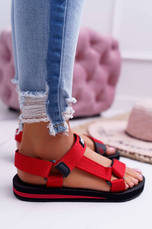 Жіночі сандалі Big Star на липучці червоні DD274A284