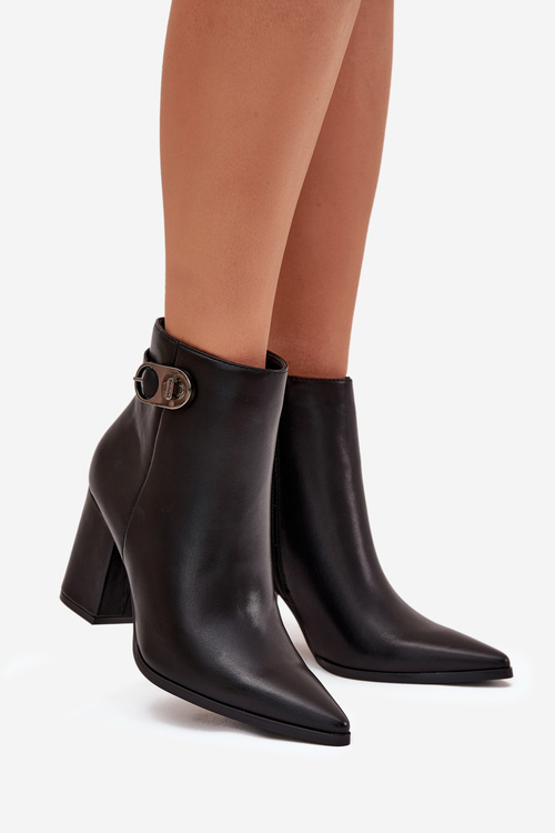 Жіночі Чоботи На Каблуку З Декоративним Елементом Чорні Tharina