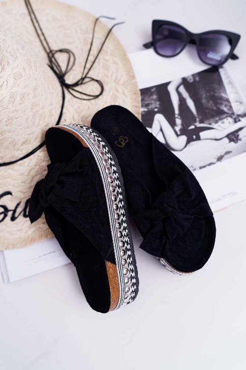 Жіночі шльопанці з каракулями на товстій підошві Чорні Міледі