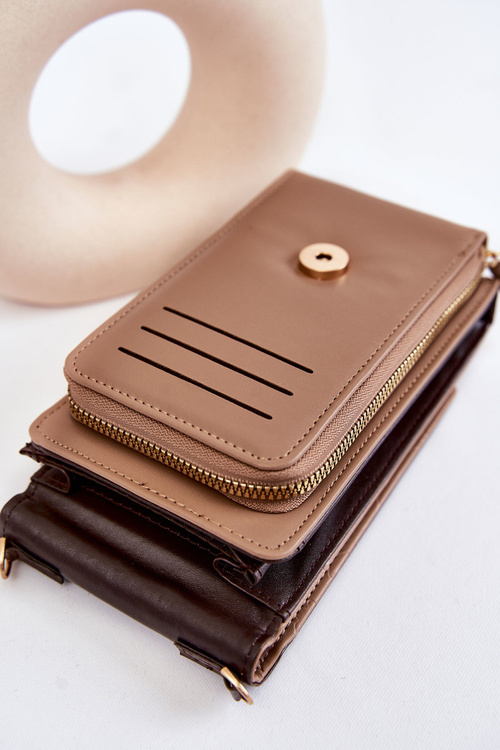 Модна сумочка-гаманець 2в1 з тисненням бежевий Savano