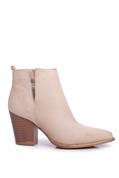 Жіночі чоботи на шпильці бежеві Elaine