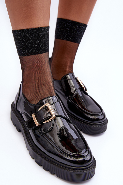 Лаковані шкіряні балетки з пряжкою Black Meara