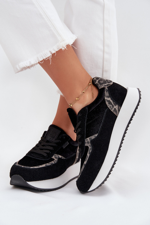 Жіночі Замшеві Кросівки Big Star OO274A312 HI-POLY SYSTEM Чорні Пантера
