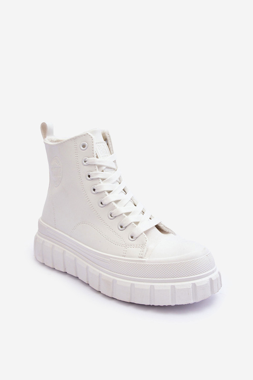 Шкіряні стьобані кросівки на шнурівці Big Star MM274624 Білі