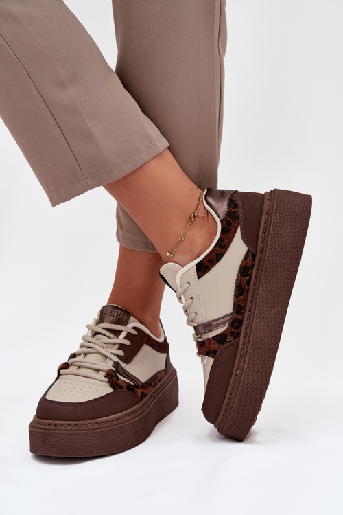Жіночі Кросівки На Платформі Big Star SS274356 Леопард Коричнево-Бежеві