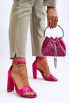 Атласні босоніжки на високих підборах кольору фуксії Linsy