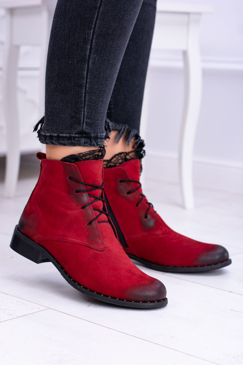 Шкіряні червоні жіночі черевики Millano на шнурівці