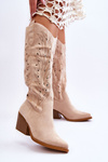 Ажурні замшеві чоботи бежеві Elavi