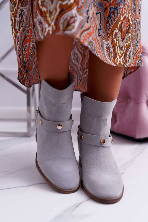 Жіночі черевики Laura Messi 1890, шкіряні замшеві сірі дарма