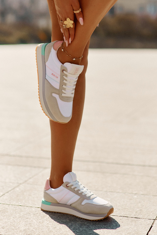 Замшеві Жіночі Кросівки Big Star RR274A047 HI-POLY SYSTEM Бежево-Білі