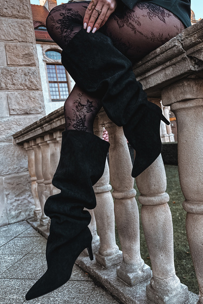 Жіночі чоботи на підборах зручні чорні Mavilla