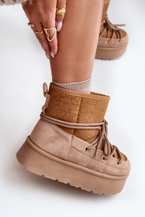 Снігові черевики зі шнурівкою на платформі Коричневі Mavora