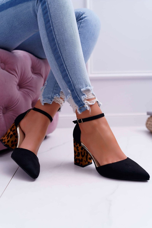 Жіночі туфлі на шпильці з леопардовим принтом Black Ferri