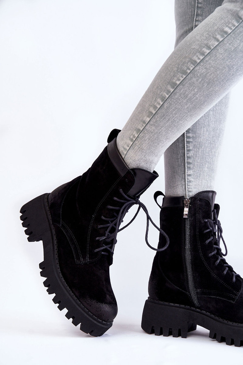 Класичні замшеві теплі чоботи Caima чорного кольору