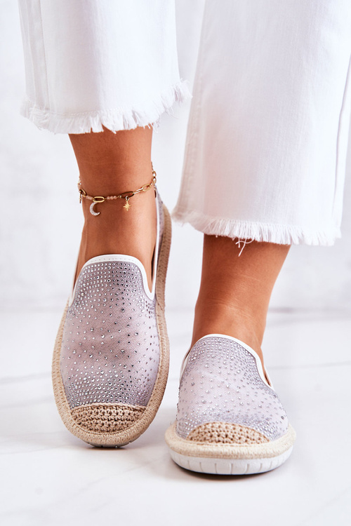 Жіночі тканинні еспадрільї з фіанітом Deimos сірого кольору