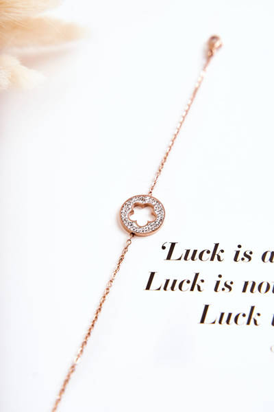 Жіночий знаменитий браслет із рожевого золота з квітами та стразами