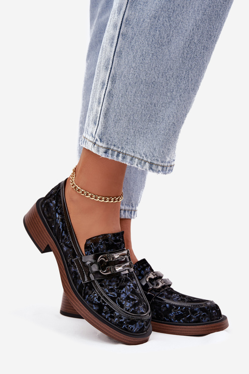 Шкіряні замшеві жіночі мокасини з оригінальним деталем D&A MR52-178 Чорні