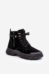 Жіночі ботильйони зі шнурівкою на підкладці зі штучної замші чорні Jailina