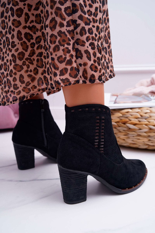 Жіночі чоботи на шпильці замшеві чорні Westema