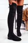 Жіночі високі чоботи вище коліна з еко-замші Black Dove