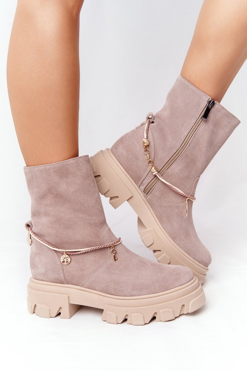 Жіночі замшеві черевики Lewski Shoes 3006-0 Бежеві