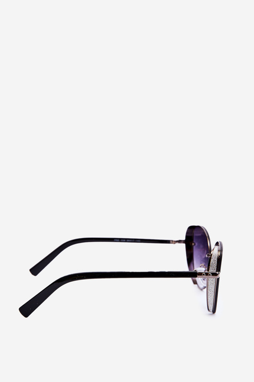 Жіночі сонцезахисні окуляри з блискучими вставками UV400 Чорні