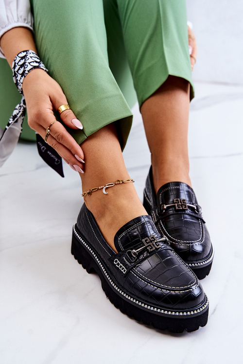 Шкіряні туфлі Snake With Ornament Black Adison