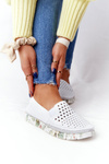 Ажурні шкіряні слипони Maciejka Білі 03512B-11