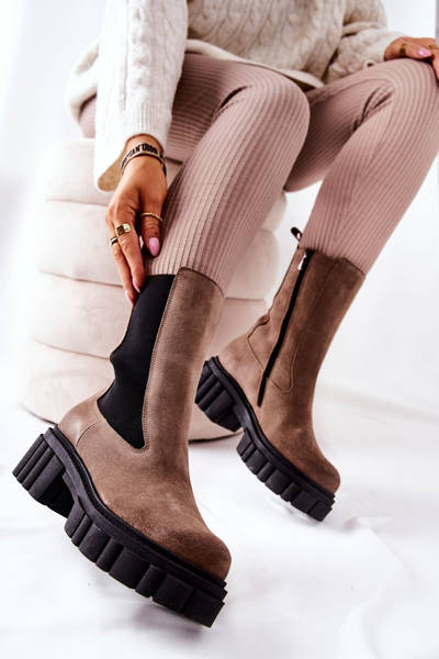 Шкіряні робочі черевики Laura Messi Dark Beige 2421