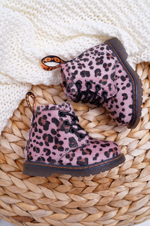 Дитячі чоботи на блискавці, рожеві, леопардові Lilo