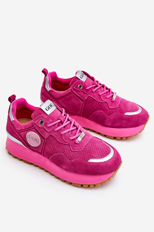 Жіноче замшеве спортивне взуття на платформі GOE LL2N4002 Фуксія