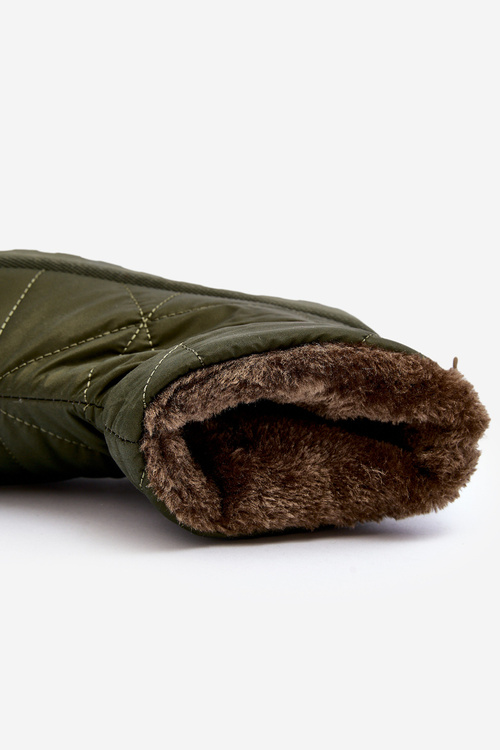 Жіночі сноуботи на масивній платформі зелені Fionia