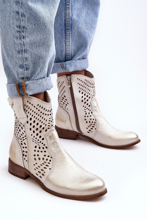 Жіночі шкіряні ковбойські чоботи Zazoo 3305/2 золоті