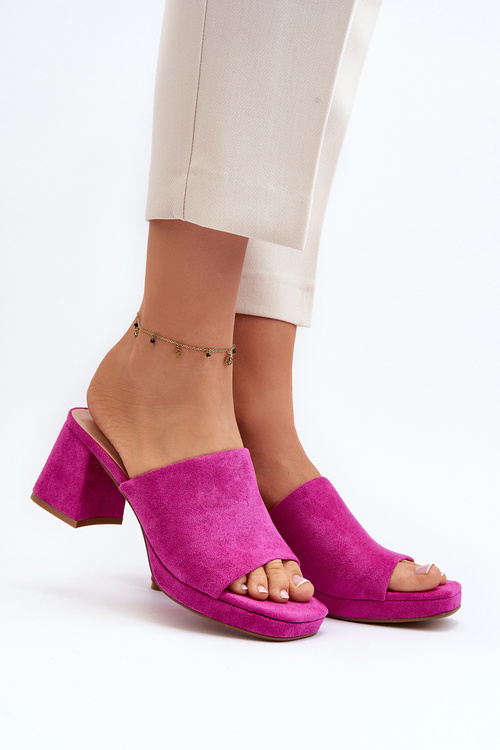 Жіночі мюлі на високих підборах кольору фуксії Bralya