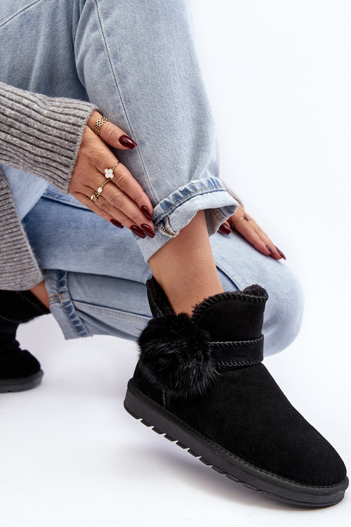 Жіночі замшеві сноуботси з вирізами Eraclio чорного кольору