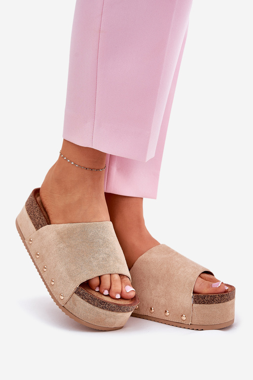 Жіночі сандалі на масивній платформі еко замш Хакі Вінібе